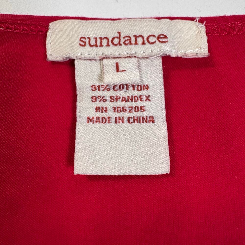Sundance Vanessa Faux Wrap Top Red Ruched V-Neck Long Sleeve Women’s L - Picture 7 of 7